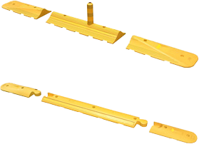 Бордюрите и накрайниците са продукти от вулканизирана гума с повишена еластичност с изпъкнал профил. Устойчиви са на удари и сплесквания, дължащи се на преминаването на автомобилите. За да се виждат по-добре през нощта, са допълнени с ивици, направени от жълта пластмасова еластична лента.